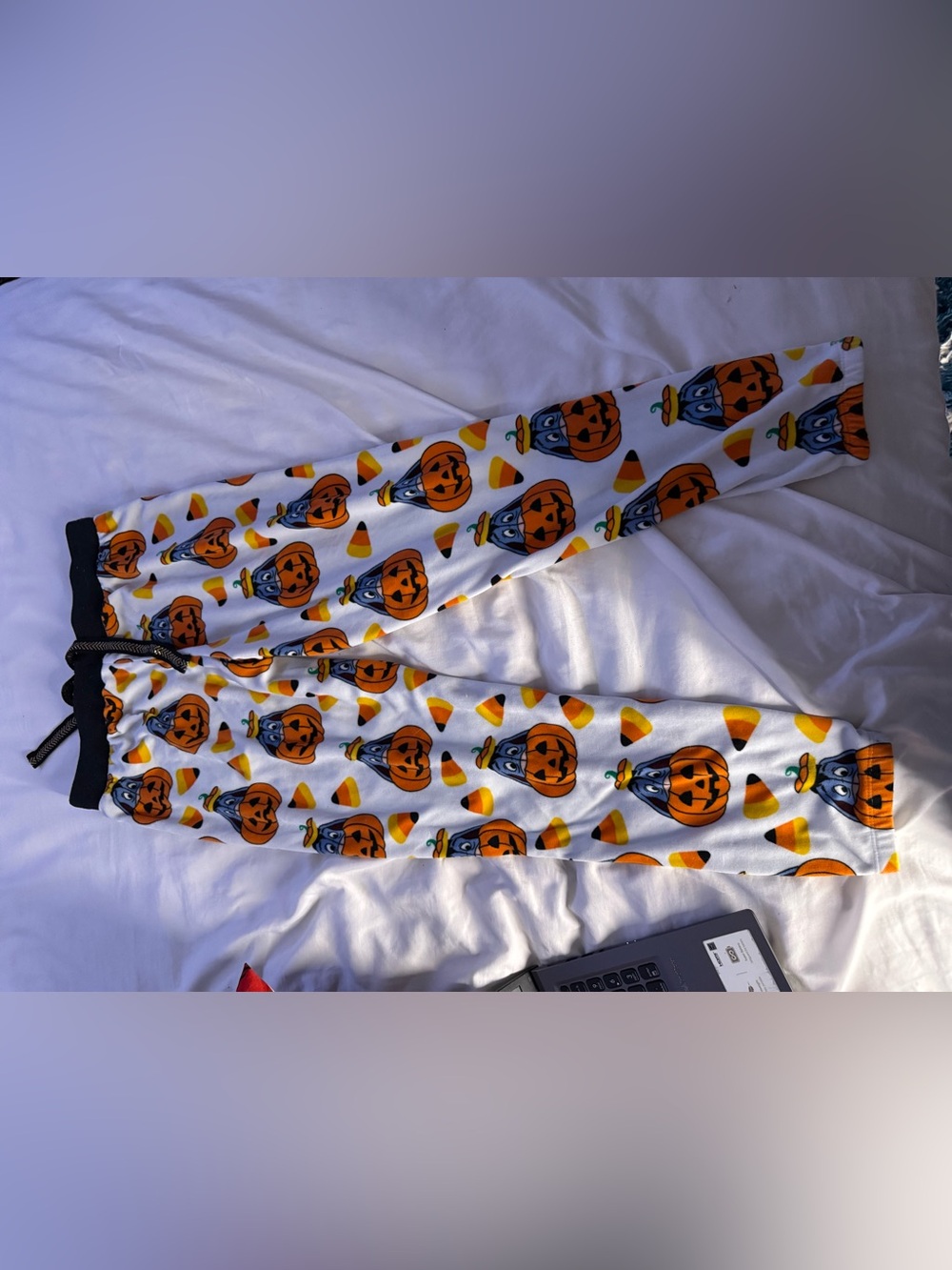 Disney White Halloween Leggings with Orange Pumpkins & Yellow Candy Corn